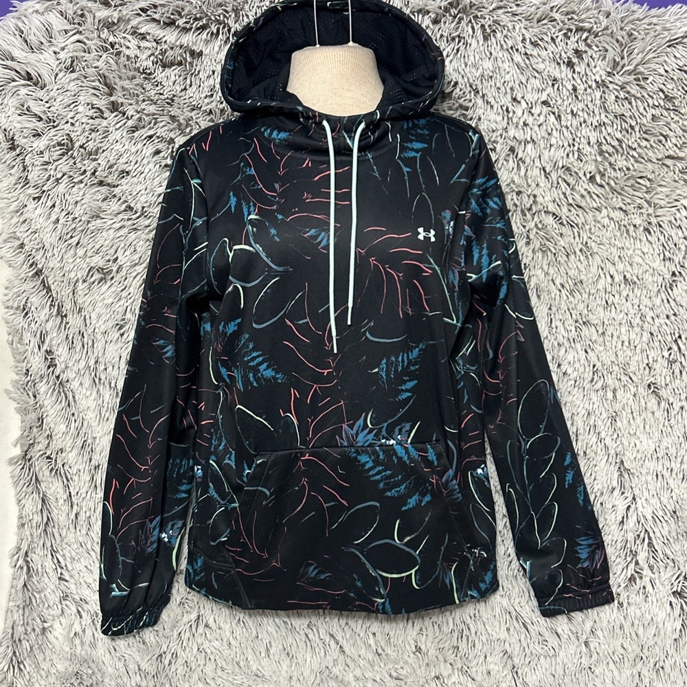 Under Armour Loose Fit Fleece Hoodie Pullover Sweatshirt Colorful Tropical Small